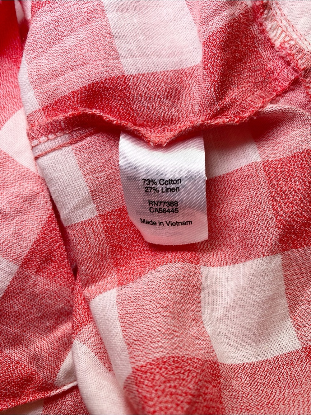 J.Crew Red Gingham Sleeveless Shell Top Side Tie Linen Blend Size 2 - Picture 9 of 14